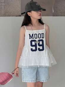 Dazy Kids Tween Girl Fall Clothes Tween Girls Round Neck Printed Sleeveless T-Shirt Summer - White - View 3