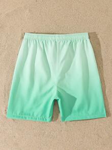 SHEIN 男童單件海灘短褲，梭織布料，客製化印花，適合海邊度假與海邊戲水 - 薄荷綠 - 查看 2