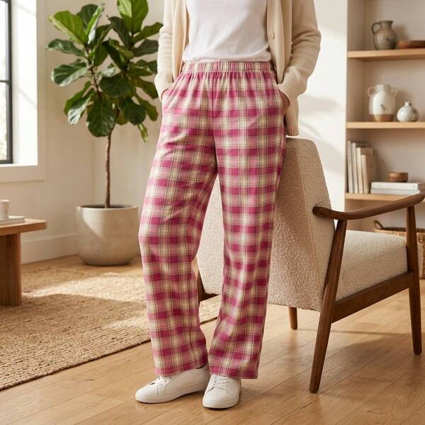 Pantalón para mujer con estampado de cuadros