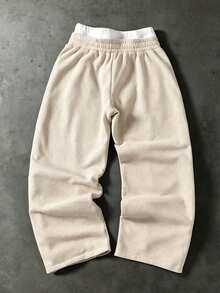 PAVTROS Men's Street Hip-Hop Sweatpants Wide Leg - Apricot - View 2