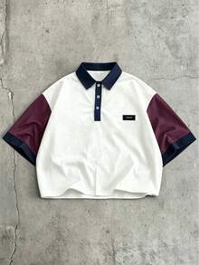Manfinity Dauomo 休閒時尚百搭男士拼色短袖 Polo 衫 - 白色 - 查看 5