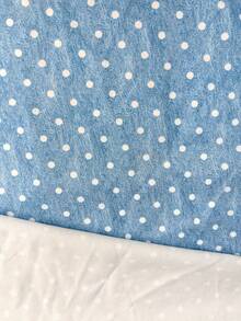 Resyla White Polka Dot Faux Denim Short-Sleeve T-Shirt For Women, New Summer Round-Neck Regular Shoulder Cr - Blue - View 5
