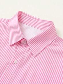 Manfinity EMRG Men's Summer Casual Striped Shirt And Shorts Set - Multicolor - View 3