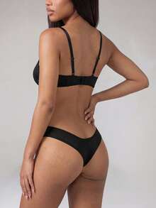 Silforma Contrast Lace Underwire Lingerie Set - Black - View 2