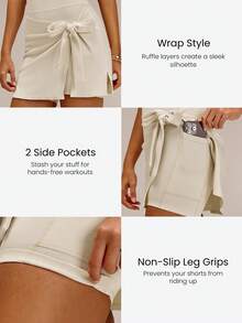 GLOWMODE FeatherFit™-Air Twist & Glow UPF50+ Sweat-Wicking Boatneck Waist Tie Dress With Built-In Shorts Removable Cups Studio Pilates Tennis Golf Daily Wear - White - View 3
