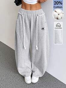 SHEIN PETITE 女款棉質秋冬街頭風返校學院風休閒保暖舒適法式灰色 - 灰色 - 查看 5