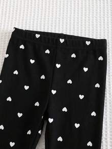 Cozy Pixies Baby Girl Heart Pattern Knitted Soft Crew Neck Long Sleeve Pullover Sweatshirt & Leggings 2-Piece Set - Black and White - View 4