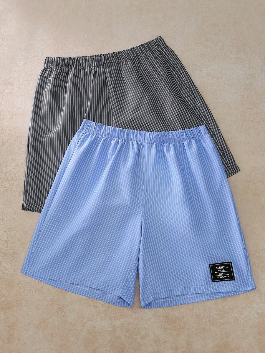 Snug Zone Men's Spring/Summer Basic Minimalist Fashion Striped 3-Piece Loungewear Shorts - Multicolor - View 1