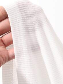 FRIFUL Women's Summer Casual Solid Color Mesh Patchwork T-Shirt - White - View 3