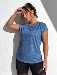 SHEIN Velisys 3件組灰色、玫瑰色、藍色組合包 春夏大尺碼女款運動上衣，圓領，蝙蝠袖，寬鬆版型，標準長度，適合日常休閒、跑步、瑜伽、健身房、網球、高爾夫、騎單車 - 彩色 - 查看 6
