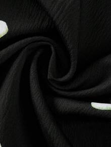 SHEIN 大尺碼簡約傳統休閒百搭花卉印花長褲 秋季 正式 度假 黑色 - 黑色 - 查看 4