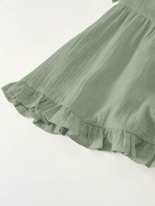 SHEIN Vestido de tirantes finos de unicolor tejido para niña joven - verde menta - Ver 4