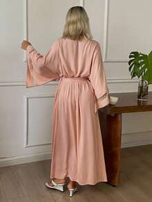 DAZY Summer Autumn Lace Patchwork Women's Nightgown Pajamas - Pink - View 2