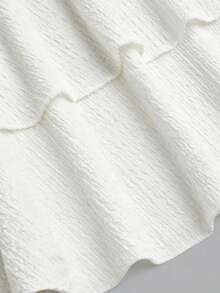 Sweetra Women's Elegant Strapless Multi-Layer Cake Textured Mini Dress Plus Size - White - View 7