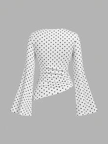 SHEIN MOD 3件組女款喇叭袖百褶不對稱下擺T恤 - 彩色 - 查看 14