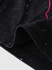 ROMWE MEN Street Life Celana Pendek Kasual Pria Musim Panas Motif Gothic - Hitam - View 8