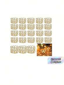 1/4/8/10/12/24 piezas Portavelas decorativos de cristal dorado/plateado, altura de 1.6 pulgadas, adecuados para ceremonia de boda, centro de mesa de comedor, Navidad, regalos de Año Nuevo - Multicolor - Ver 1
