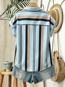 EMERY ROSE Women's Striped Colorblock Casual Versatile Daily Wear Shirt - Multicolor - View 2