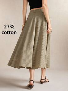 BizChic Brown Lace Trim High Waist Plaid Skirt, Elegant Sexy French Vintage Business Commute Date Vacation Halloween Back To School Party Birthday Office Slimming Elegant Versatile Autumn Daily Wedding Guest Church Special Occasion Formal Vacation Style Country Style Light Luxury Minimalist Casual - Multicolor - View 8