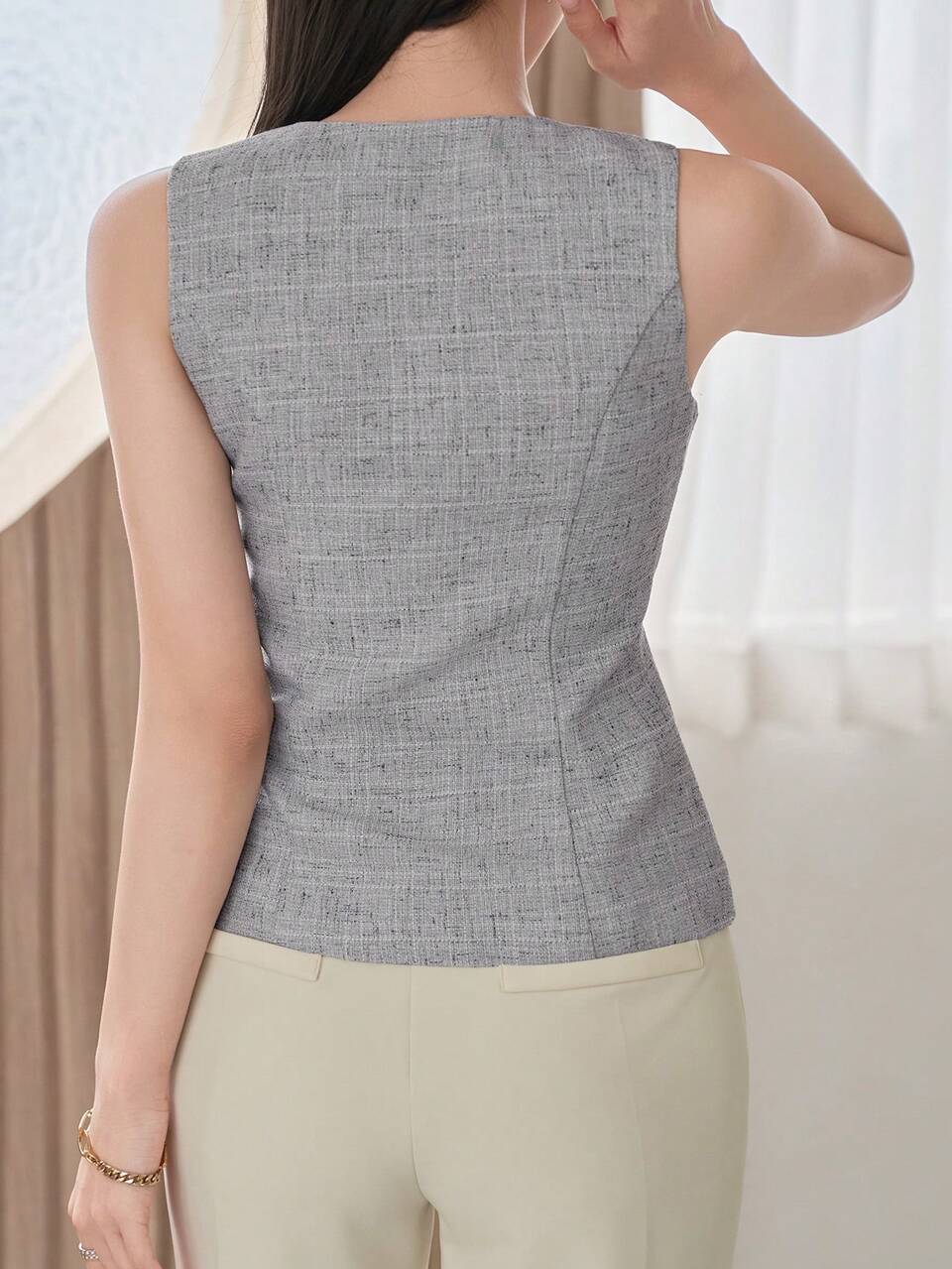 Spring Summer Casual Urban Style Slim Fit Sleeveless Women's Blouse