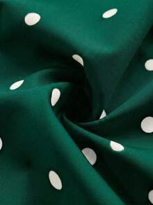 Viva Relle Plus Size Women Polka Dot Print Ruffle Off-Shoulder Halter Neck Fashion Dress - Green - View 4