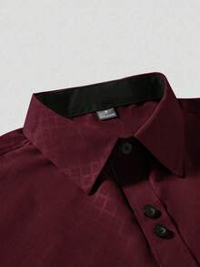 Manfinity Mode Men's Plaid Single-Breasted Business Travel Long Sleeve Shirt - Burgundy - View 4