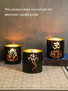 1/3 Stücke Diwali Metall Teelicht Kerzenhalter, Elefantenform Kerzenständer, Festival Schatten Projektion Dekoration für Party, Tisch & Zuhause Pooja Ornamente - rund - Übersicht 7