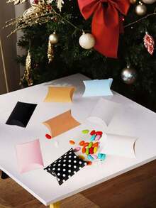 20 Solid Color Pillow Shaped Boxes, Kraft Paper Gift Packaging Boxes, Suitable For Weddings, Bridal Showers, Anniversaries, Birthdays, Holiday Party Gifts And Decorations. - Multicolor - View 10