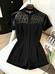 GlowEve CURVE Plus Size Women's Mesh Casual Elegant Sexy Daily Wear Romper Concert Black Summer - Black - View 1