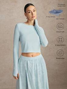 Activina Camiseta deportiva de ajuste holgado en azul claro para mujer - Celeste - Ver 6