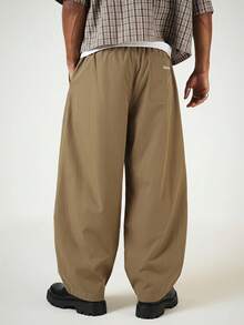 SUMWON Pantalones casuales de pierna ancha con cordón y cintura elástica, pantalones de longitud completa de ajuste relajado para uso diario - Caqui - Ver 2