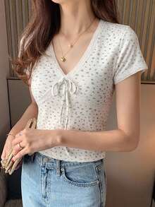 DAZY Women's Round Neck Solid Color Basic White Short Sleeve T-Shirt Spring Summer - Grey - View 6