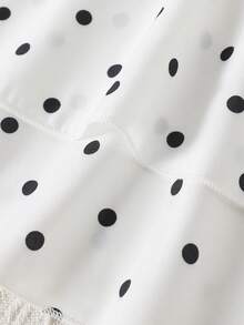 SHEIN Elladie kids 春夏女童 4 件套黑白波點細肩帶背心與寬腿褲套裝，適合日常穿著、週末出遊、家庭聚會等多種場合 - 黑與白 - 查看 4