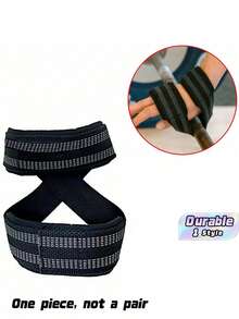 1pc Unisex Figure 8 Lifting Wrist Straps, Durable Weightlifting Support For Deadlift & Powerlifting, Ideal Cross Training Gym Accessories - Black - View 1