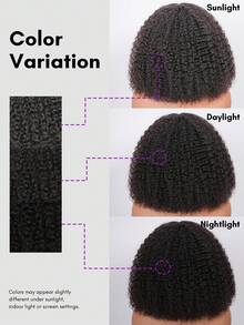 ALL READY WIG 4C 邊緣 Jerry 捲髮 8x5 鮑伯假髮 真人髮 附捲曲邊緣與嬰兒髮 預剪蕾絲前沿 深波浪捲髮 預拔髮際線 漂白髮結 即戴式假髮 180% 密度 - Natural Black - 查看 13