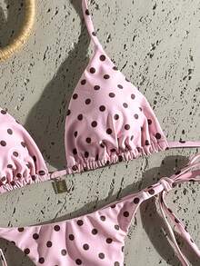 Swim Vcay Springbreak 女款夏季隨機印花細肩帶金屬裝飾復古兩件式比基尼套裝 - 彩色 - 查看 4