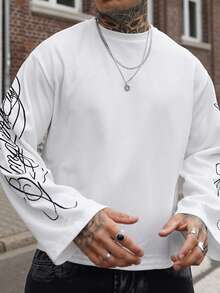 Artur Kramer Men's Casual Vintage Font Print Long Sleeve T-Shirt - White - View 6