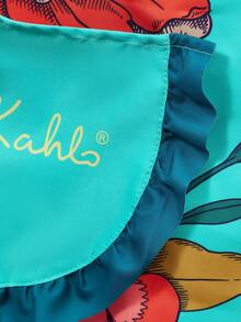 Frida Kahlo X SHEIN 1 件花卉人物图案围裙，适用于烘焙、厨房清洁、礼品 - 綠色 - 查看 6