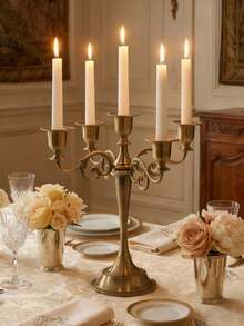 Vintage Retro Candlestick Set (5/3 Arms), Elegant Table Decor For Wedding Banquet, Proposal, Birthday & Family Gathering, Romantic Atmosphere For Outdoor Terrace, Office & Dining. - multicolor - View 8