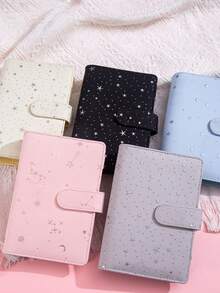 1 Set A5/A6 Size PU Leather Multi Functional Photo Card Album Refillable Binder Notebook With Rings For Pictures Tickets Cards Daily Planning Journal Office School Student Travel Gift Organization Storage Scrapbooking Supplies Vintage - Star model - View 6