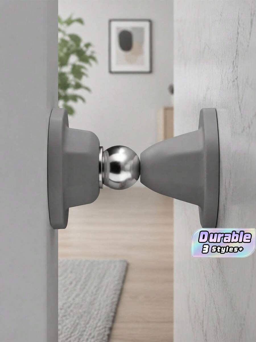 6.8Cm/2.68In Strong Magnetic Door Stopper, Magnetic Door Stoppers For Bottom Of Door Magnetic Door Stop, Double-Sided Adhesive Tape,Decorative Matte Black,White And Gray Door Stopper, Noise Reduction Silicone Made, Easy Install No Drilling - 6.8Cm door stall - View 1