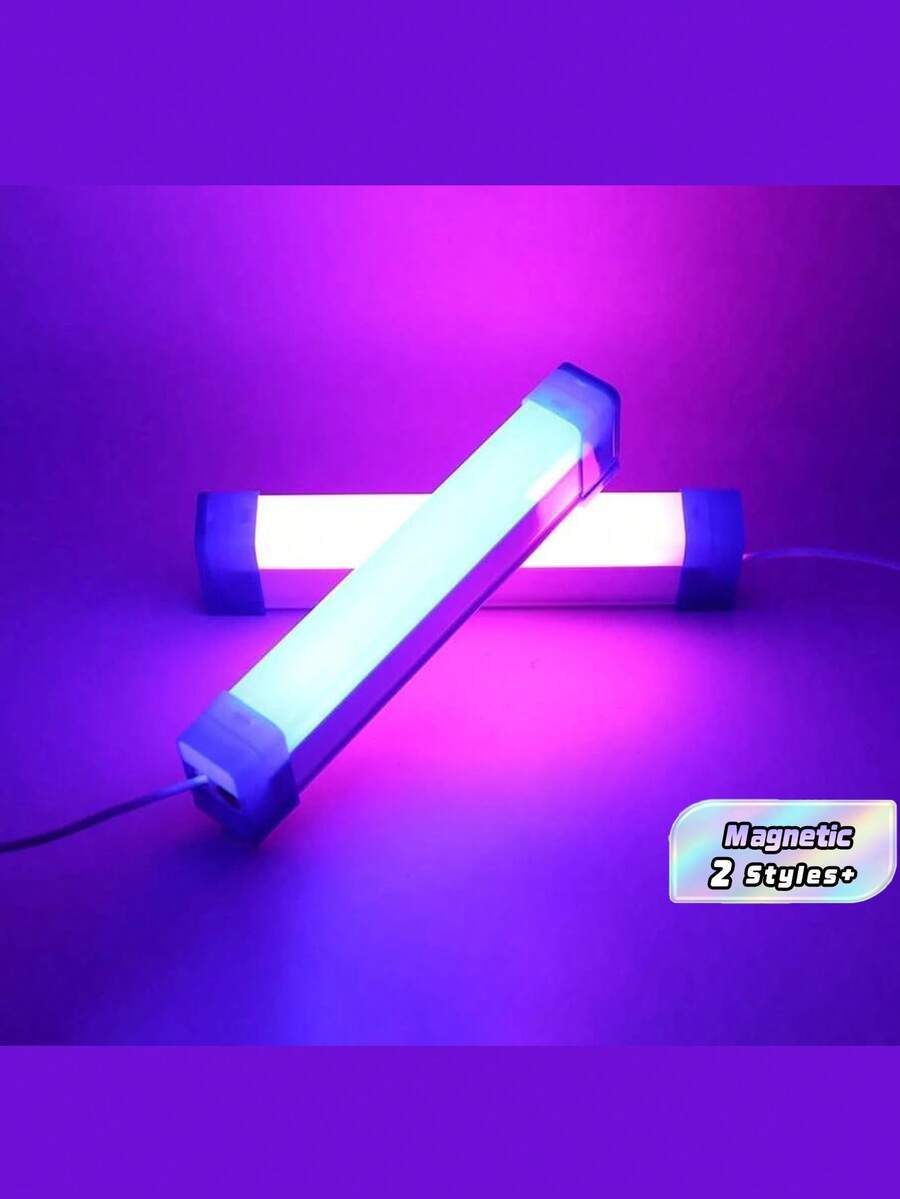 LED Ambient Night Light, USB Powered, Magnetic Design Easy To Install; Bedroom Decor Light, Portable, Simple To Use, Pink And Blue Light, Suitable For Bar Decor, Party Atmosphere Decor, Car Interior Decor, Live Streaming, Photography Background Decor And More Scenarios - USB Link - Blue and White - View 1