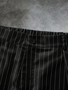 GETOML Men's Corn Callus Design Striped Wide Leg Loose Pants - Black - View 4