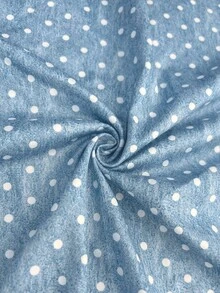 Resyla White Polka Dot Faux Denim Short-Sleeve T-Shirt For Women, New Summer Round-Neck Regular Shoulder Cr - Blue - View 6