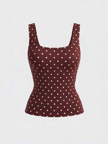 Sweetra Damen Große Größen Lässig Basic Quadratischer Ausschnitt Tanktop, Weiß Schokoladenbraun Mehrteiliges Set für Sommer, Alltag Date Night Büro Formell Urlaub - Verschiedenfarbig - Übersicht 6