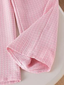 Tween Mädchen Rundhals einreihiges Top und lange Hose, lässiges Alltagsoutfit, Urlaubsoutfits, bequem, süß - Pink - Übersicht 6