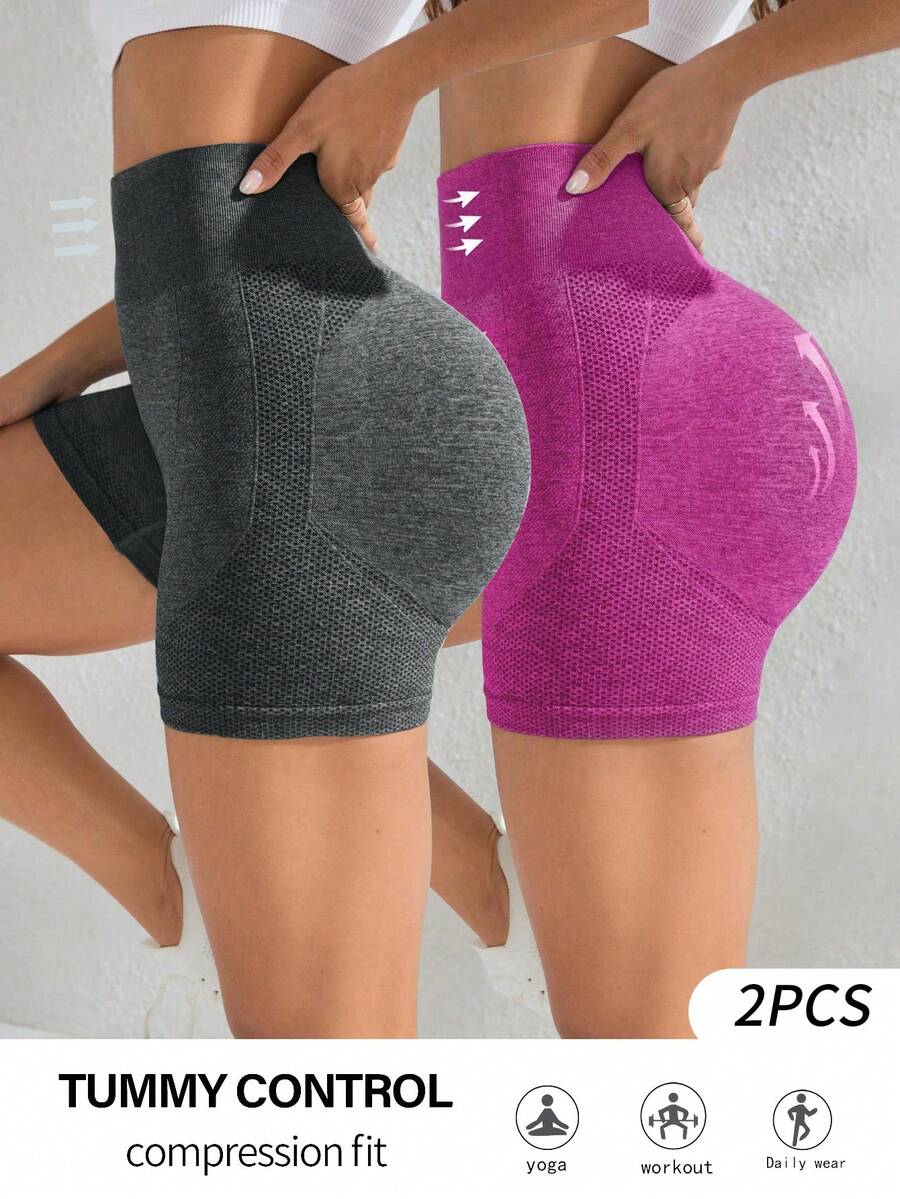 Velisys Velisys Celana Pendek Olahraga Kasual Serbaguna Warna Polos untuk Wanita, Cocok untuk Perjalanan Sehari-hari (2 buah) - MultiWarna - View 1