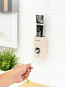 1 cái hộp đựng kem đánh răng tự dính không cần khoan, gắn tường tự động ép kem, dễ tháo rời và vệ sinh, chất liệu ABS bền, thiết kế màu trắng tiết kiệm không gian, lý tưởng cho đồ dùng phòng tắm, sử dụng hàng ngày cho gia đình - Màu trắng - Xem 3