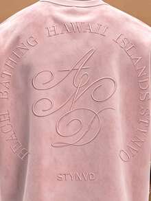 STYNVO 男士夏季休閒字母刺繡T恤 - 淺粉色 - 查看 5