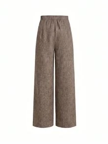 SHEIN Clasi 女款金屬鈕扣長袖西裝外套與寬鬆長褲兩件套 - 鏽棕色 - 查看 2